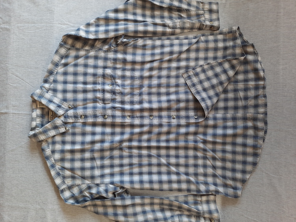 L.L. Bean Men Large-REG Flannel Button Down Shirt Long Sleeve Pure Cotton Pocket